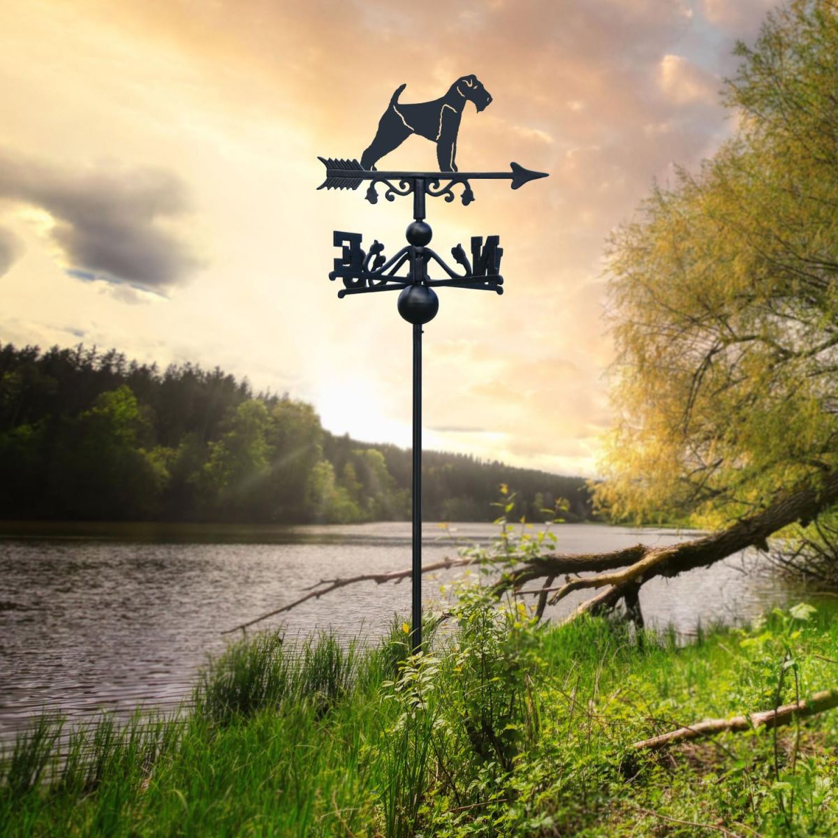 Welsh Terrier Free Standing Weathervane in Situ
