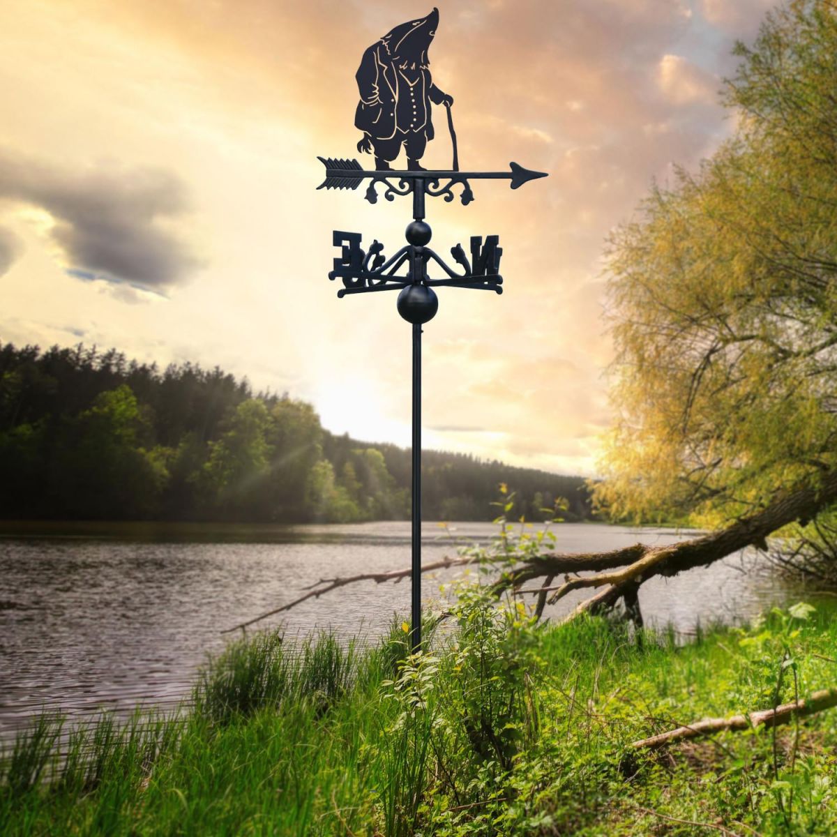 Mr Badger Free Standing Weathervane in Situ