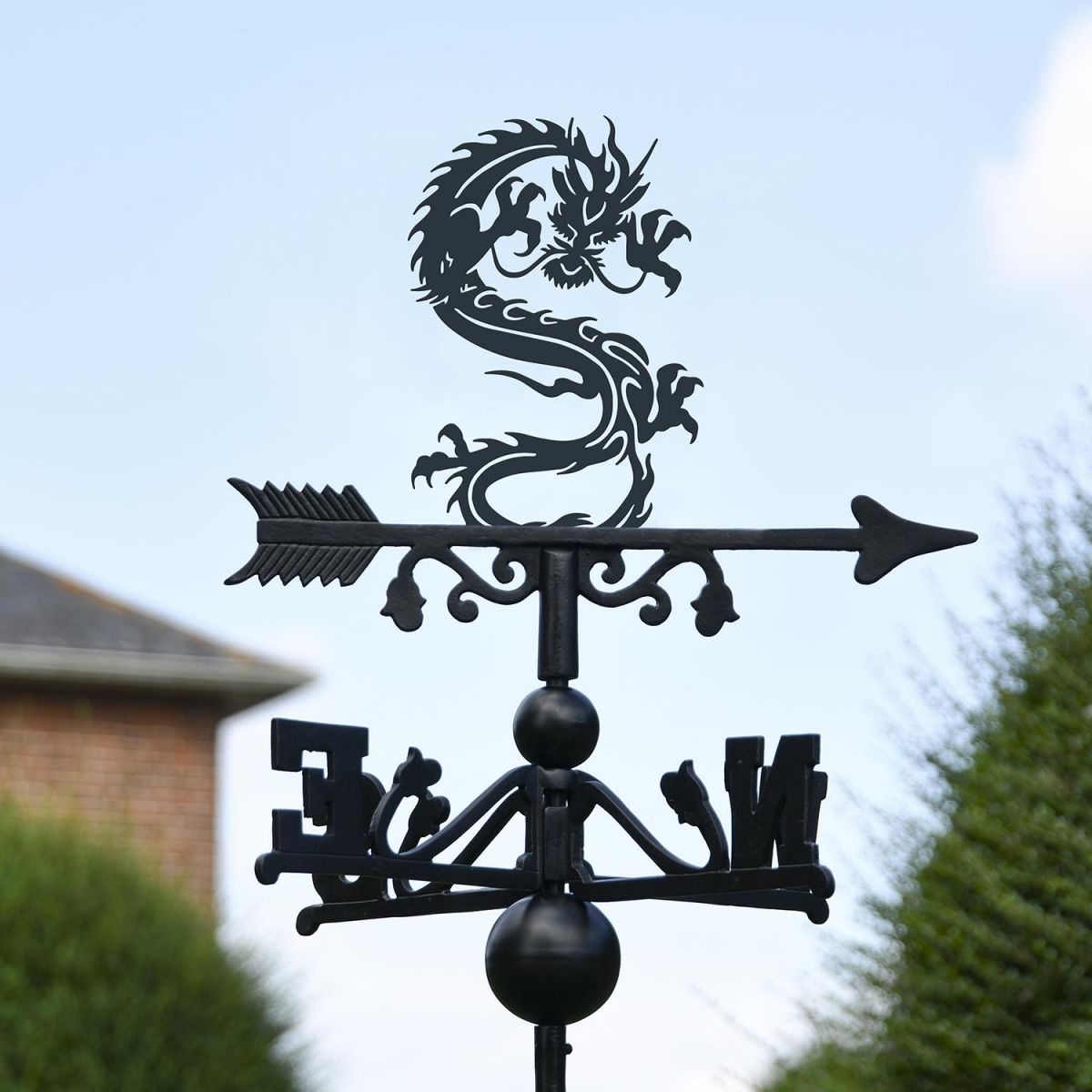 Oriental Dragon Free Standing Weathervane Created From Iron Oriental Dragon Free Standing Weathervane Created From Iron