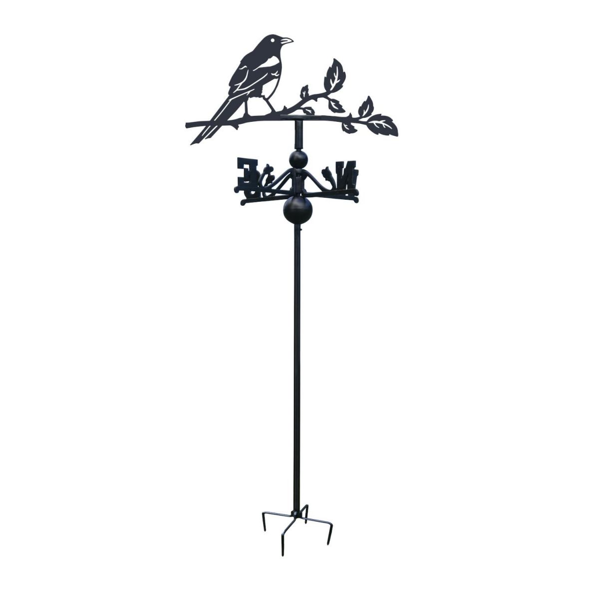 Magpie Free Standing Weathervane on White Background Magpie Free Standing Weathervane on White Background