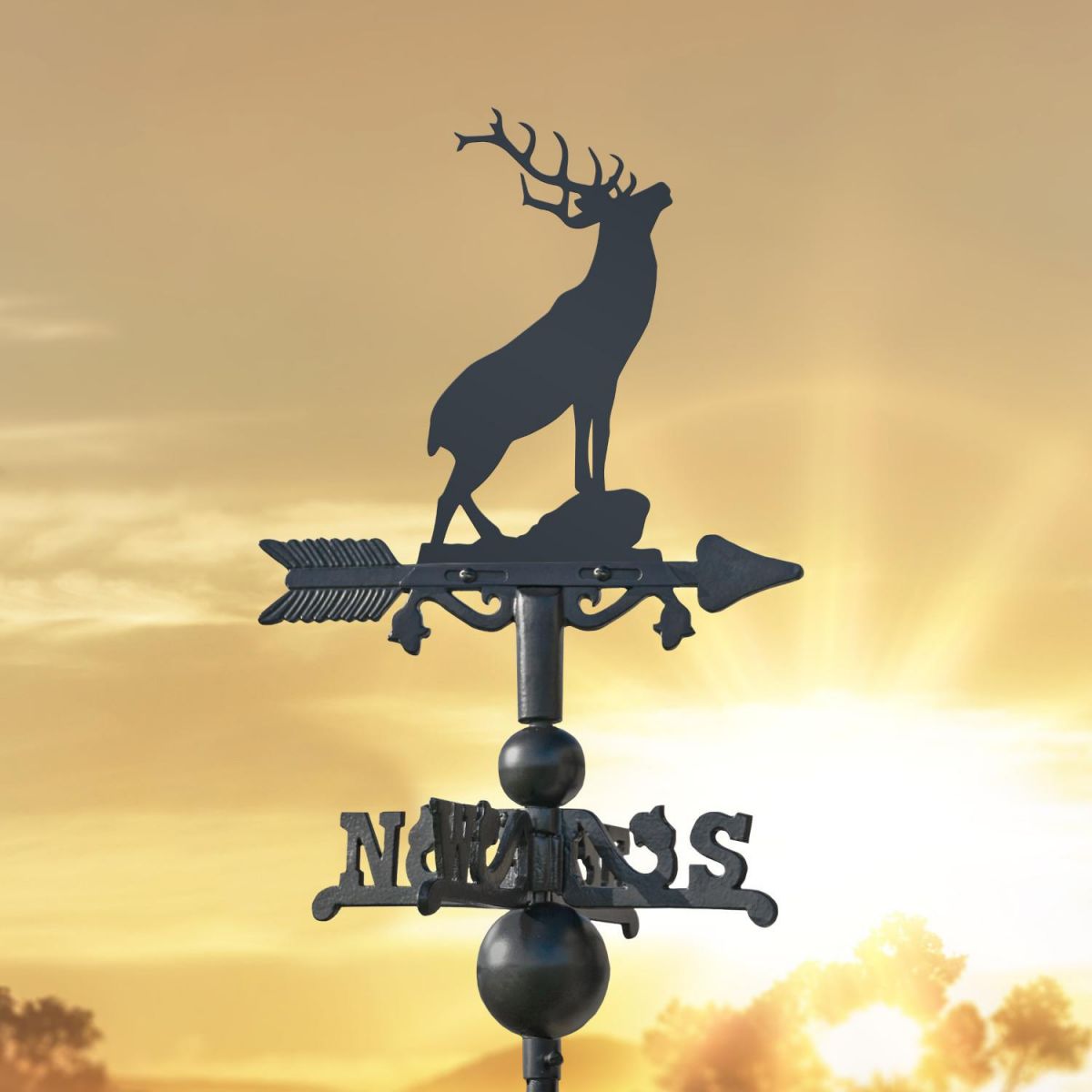 Stag on Miniature Weathervane at Sunset