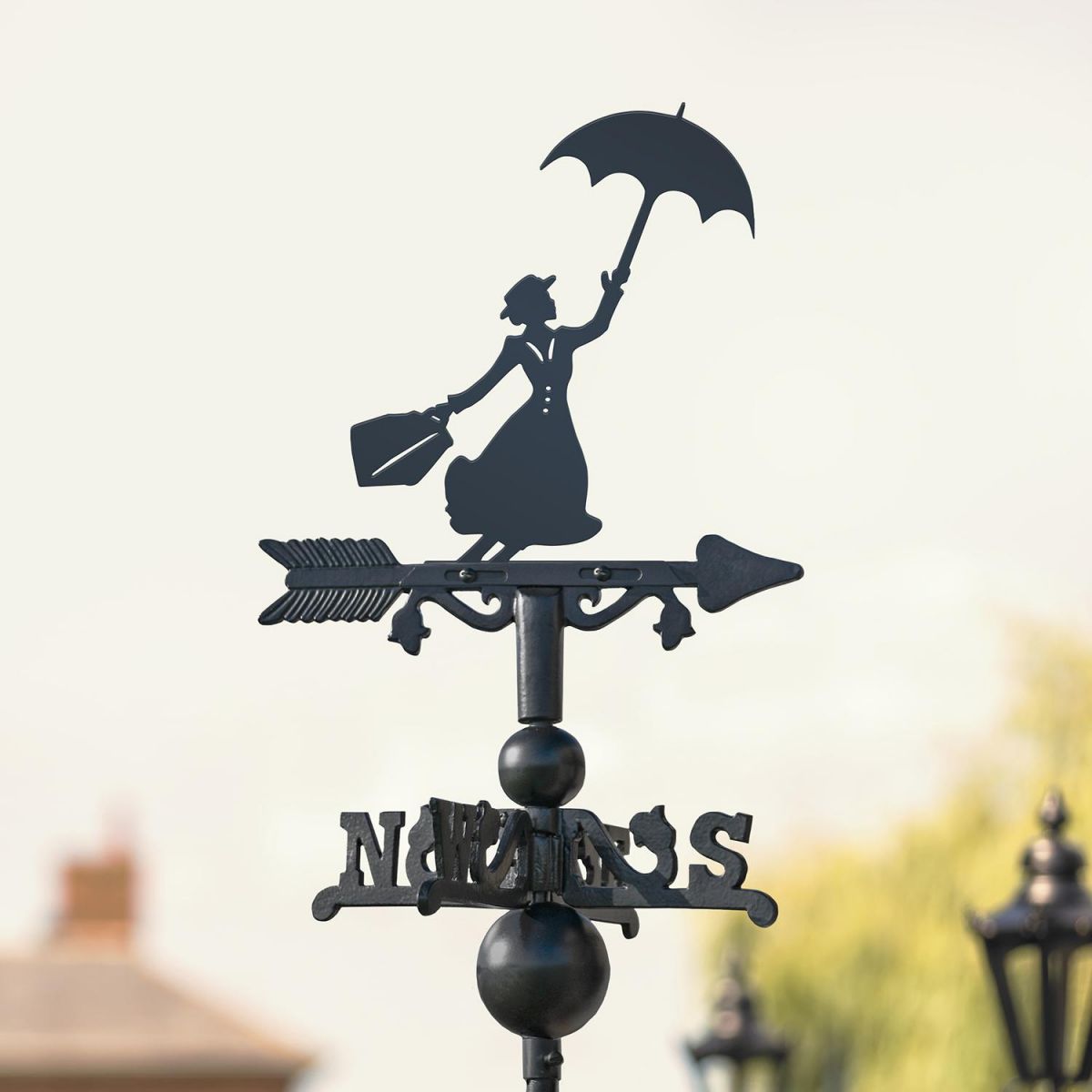 Mary Poppins Miniature Weathervane in Use Outdoors