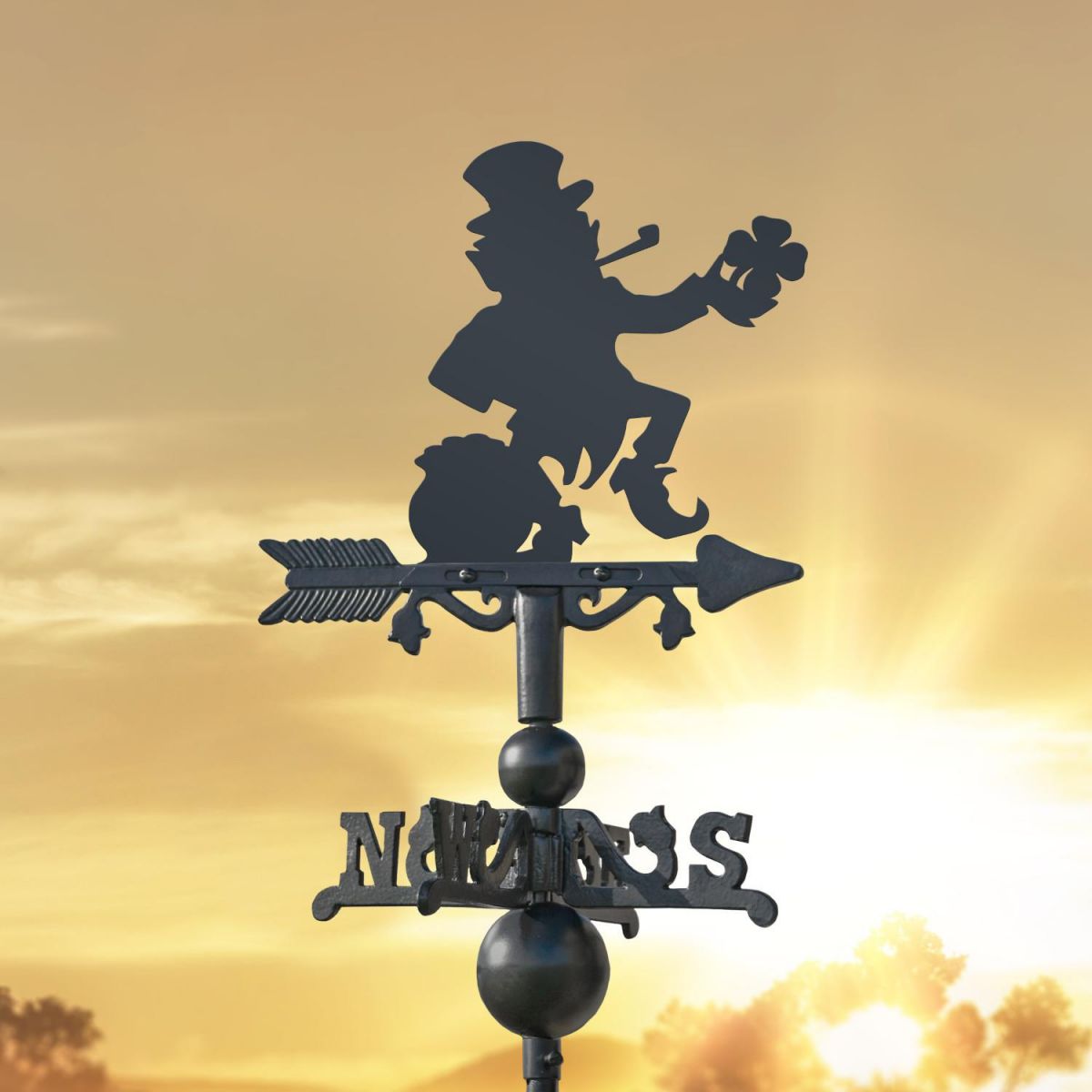 Leprechaun on Miniature Weathervane at Sunset