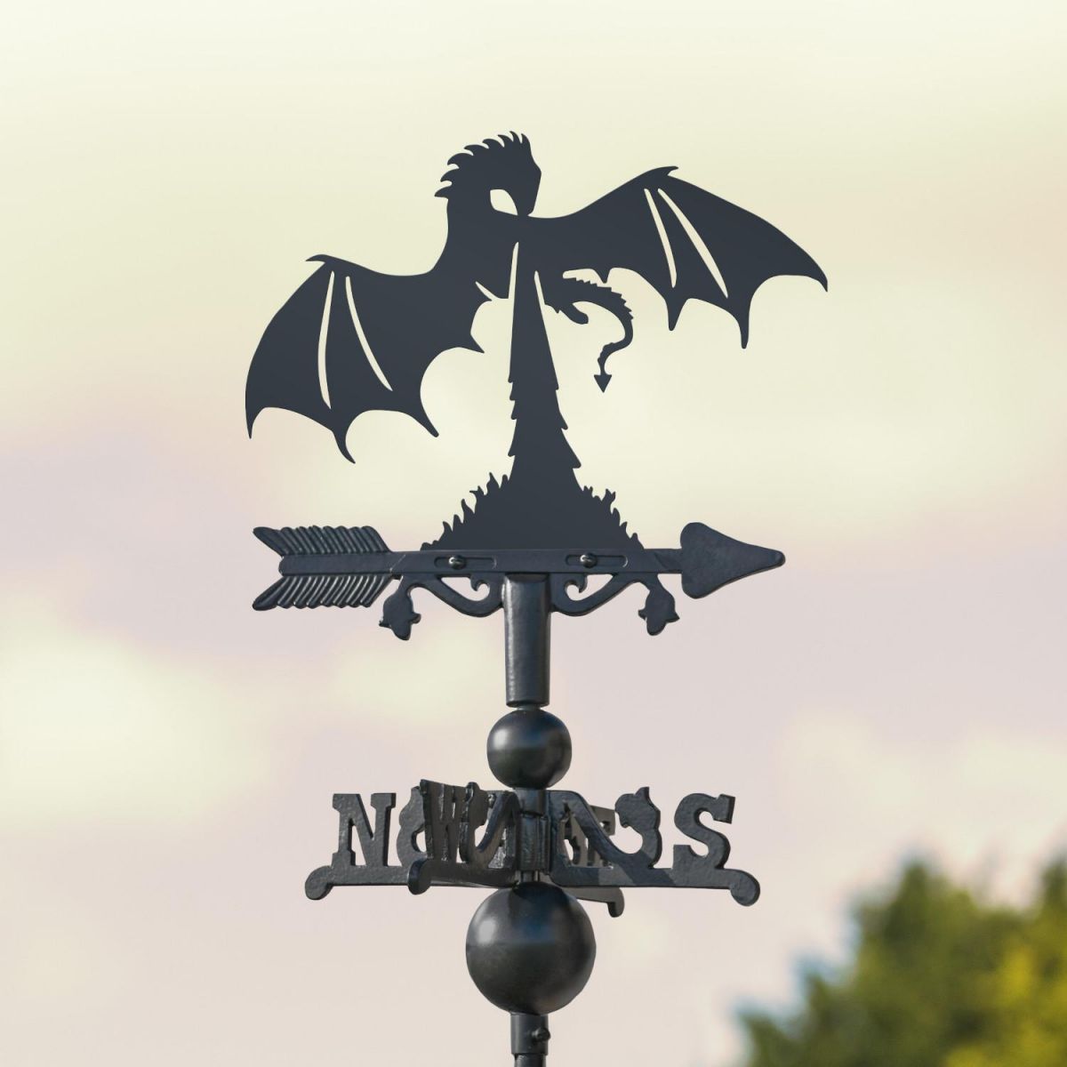 Mini Weathervane with Dragon Fire Motif 