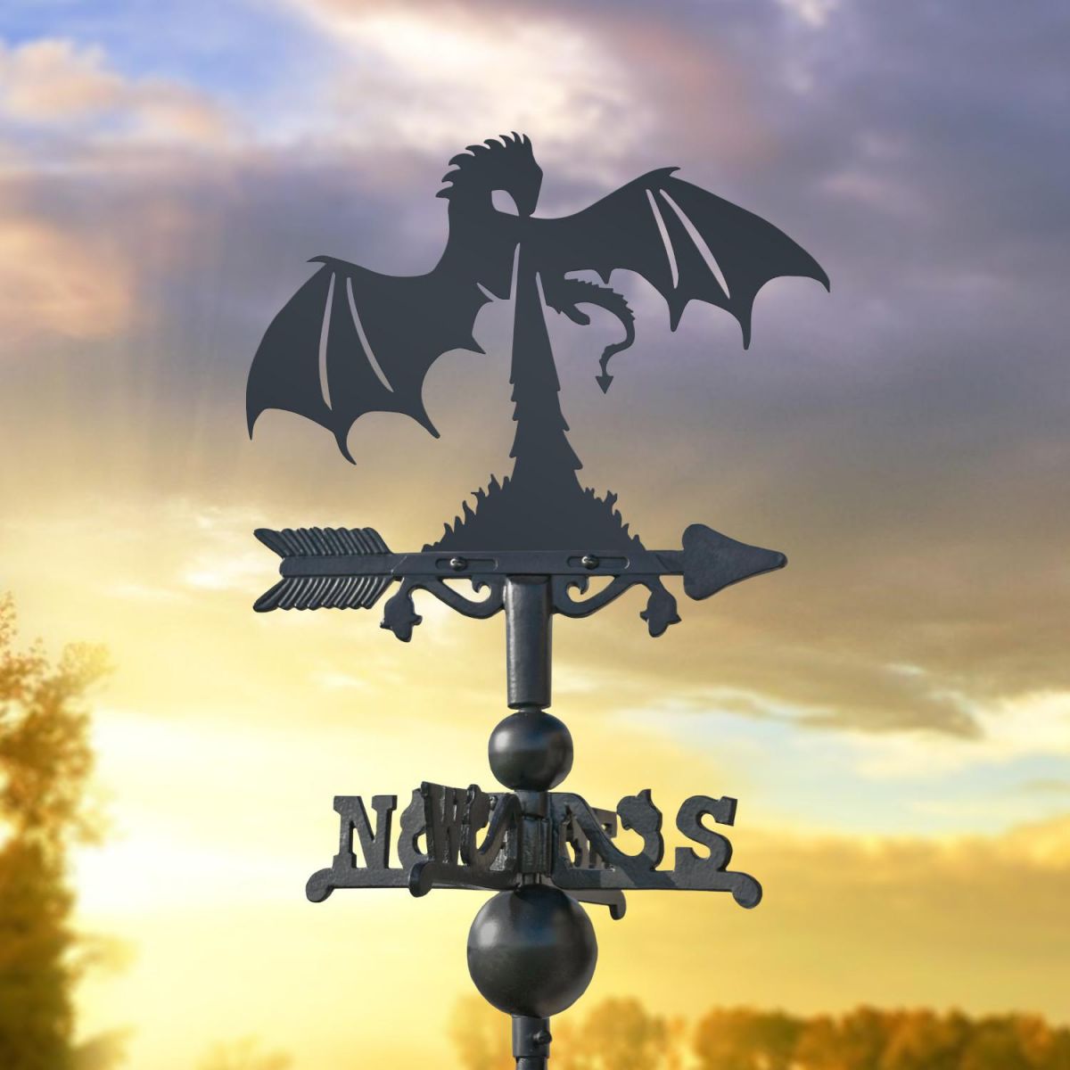 Miniature Weathervane with Dragon Fire Design 