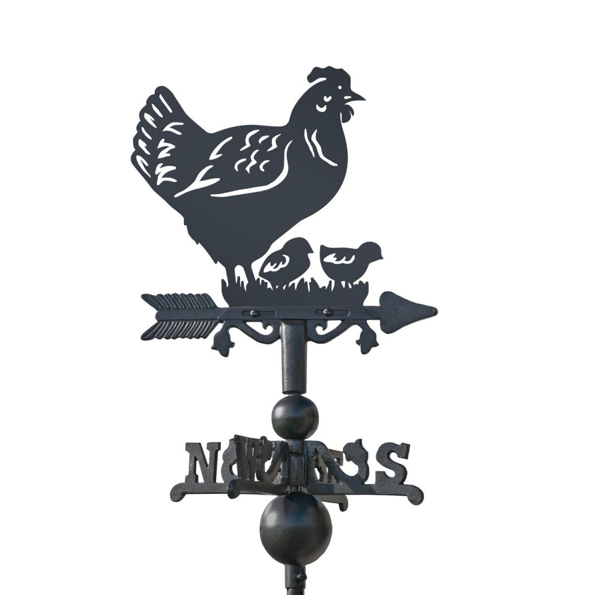 Hen & Chicks on Mini Weathervane on White Background