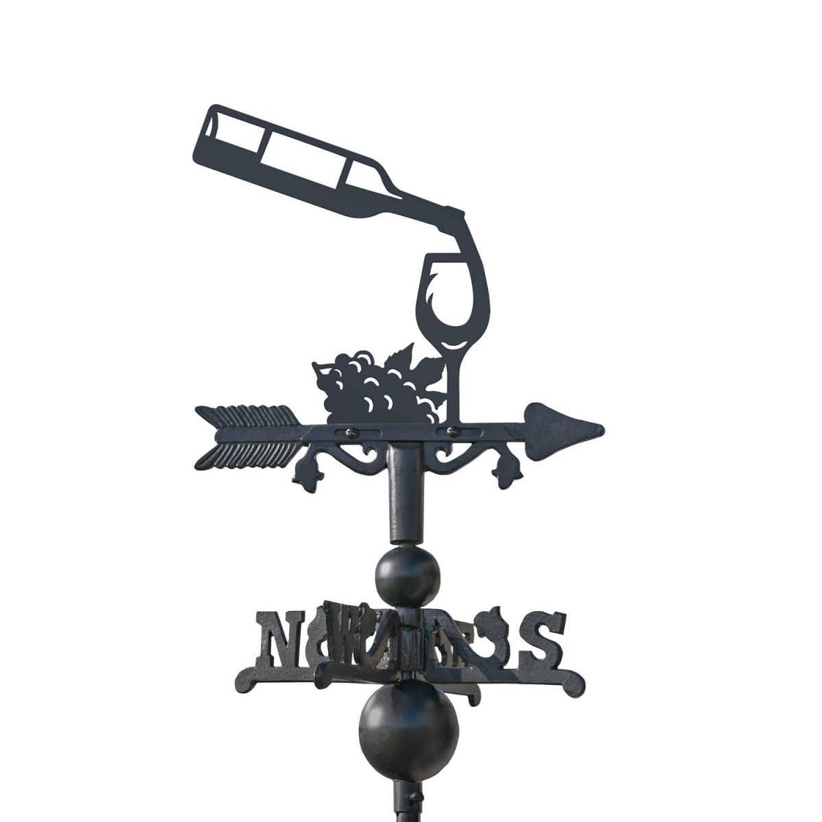 Wine Bottle & Glass Miniature Weathervane in Black