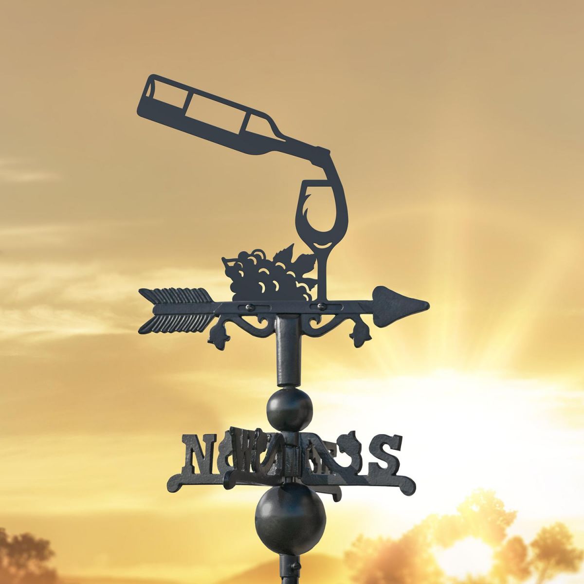 Wine Bottle & Glass Miniature in the Sun Set