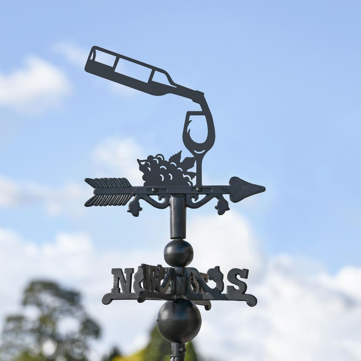 Wine Bottle & Glass Miniature Weathervane with a Blue Sky