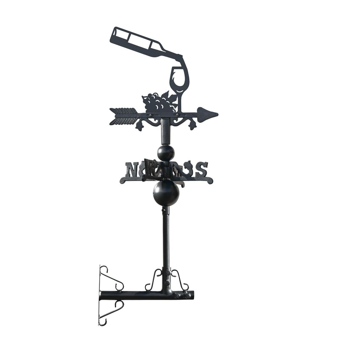 Wine Bottle & Glass Miniature Weathervane Created From Cast Iron