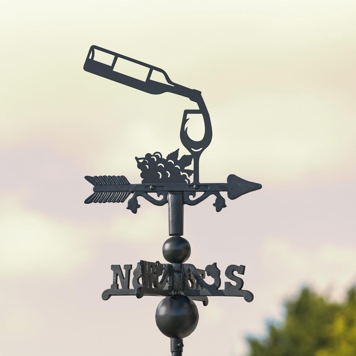 Wine Bottle & Glass Miniature Weathervane