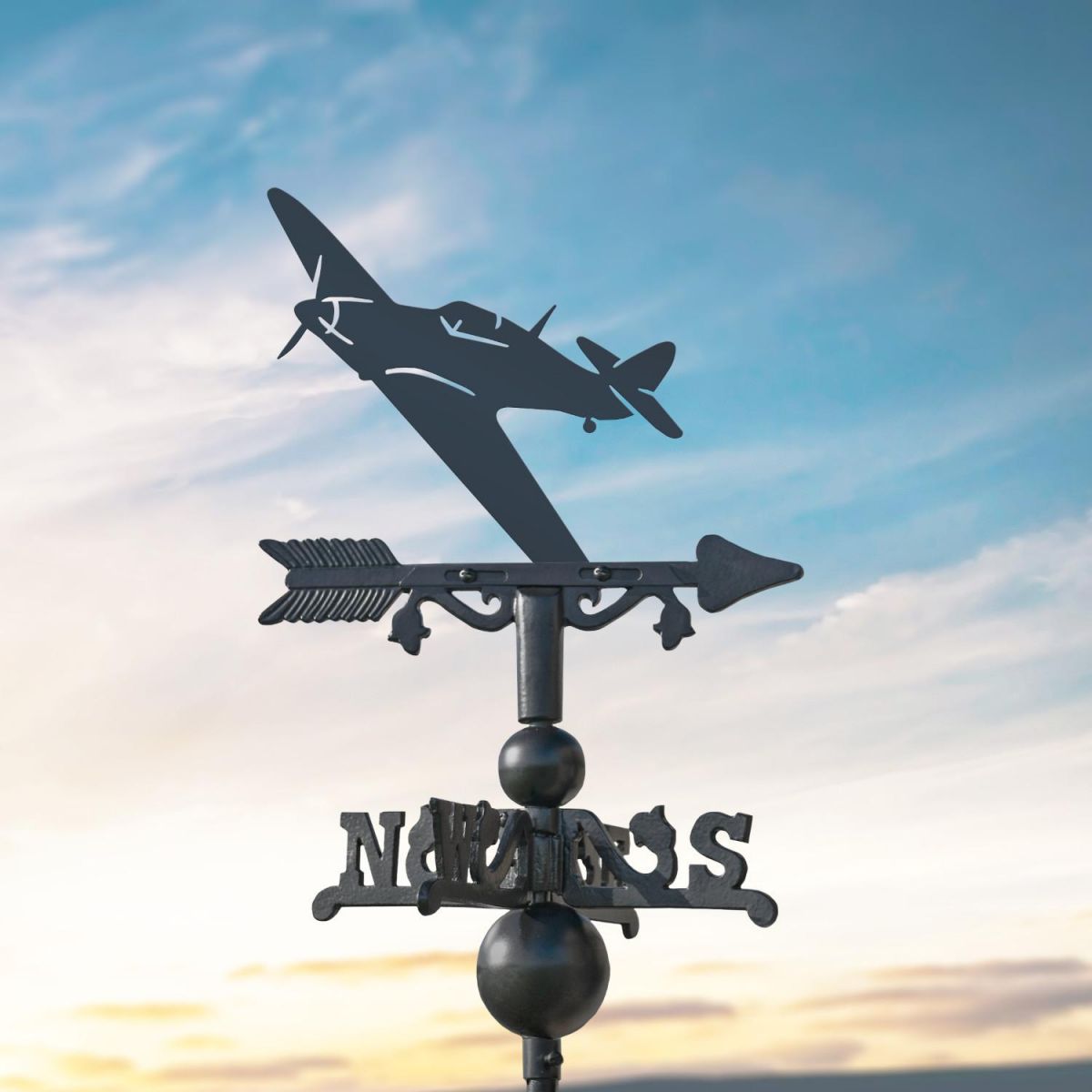 Hurricane Aircraft on Miniature Weathervane at Dusk