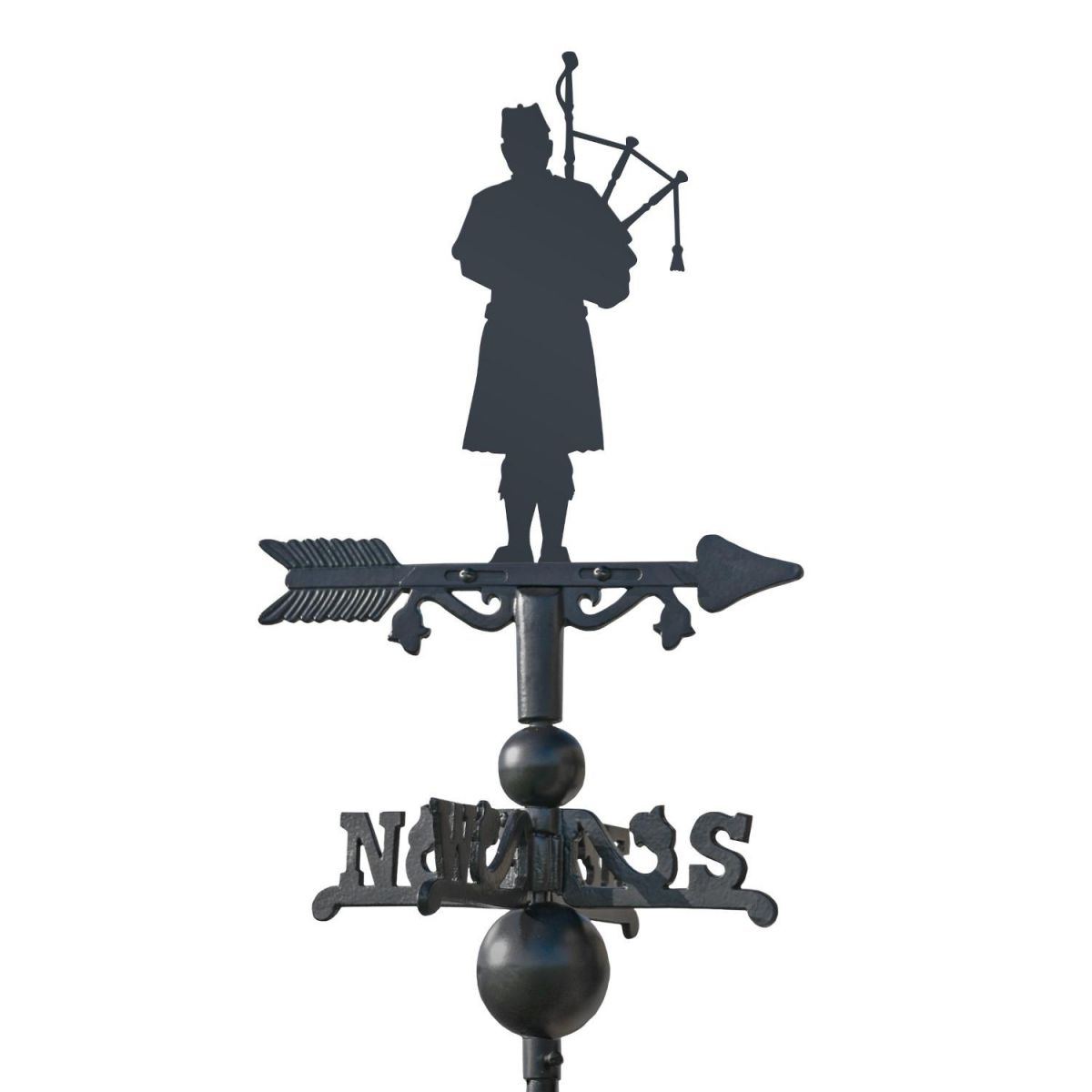 Scottish Bagpiper on Mini Weathervane on White Background