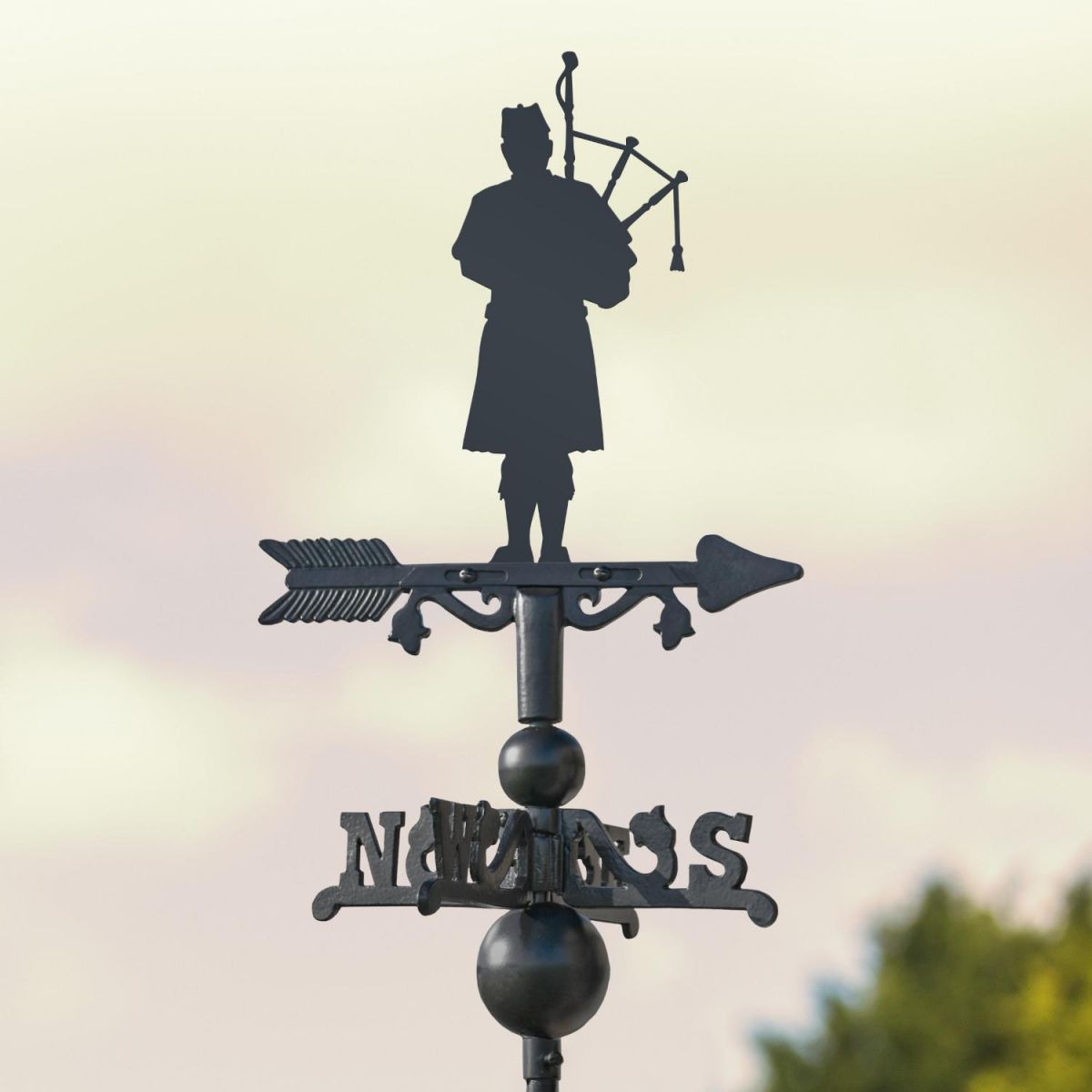Mini Weathervane with Scottish Bagpiper Motif 