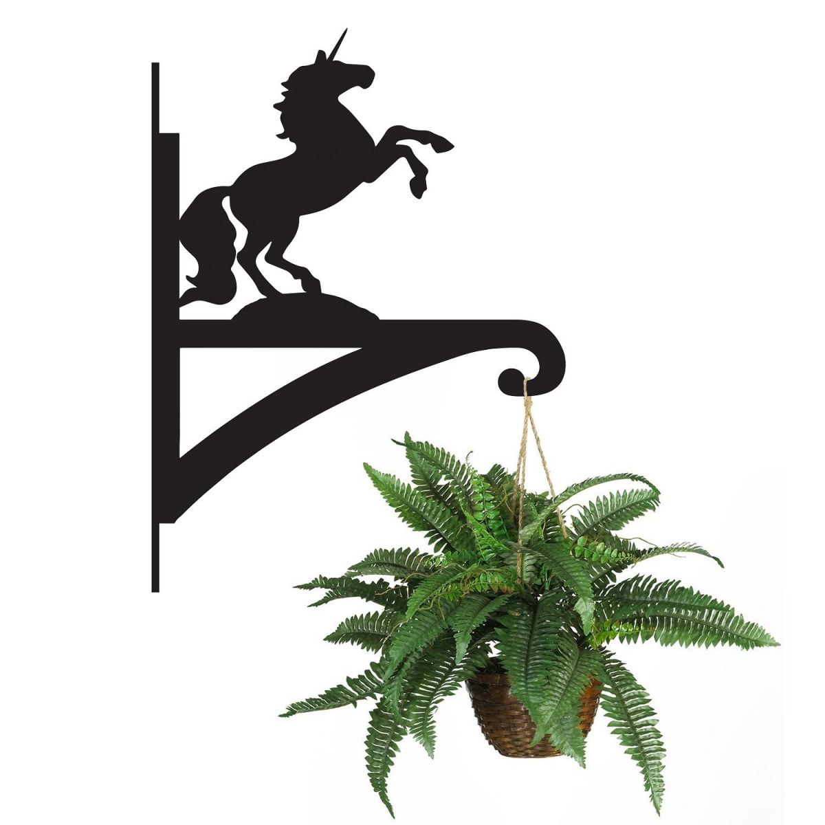 Unicorn Hanging Basket Bracket Holding a Plant Unicorn Hanging Basket Bracket Holding a Plant