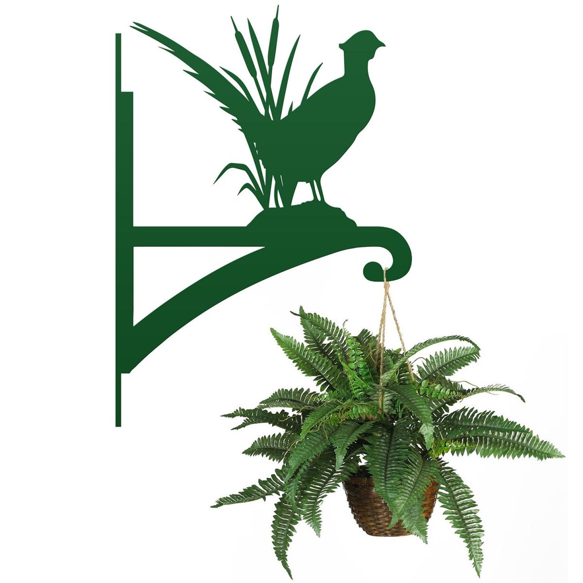 Pheasant Hanging Basket Bracket Holding a Plant Basket Pheasant Hanging Basket Bracket Holding a Plant Basket