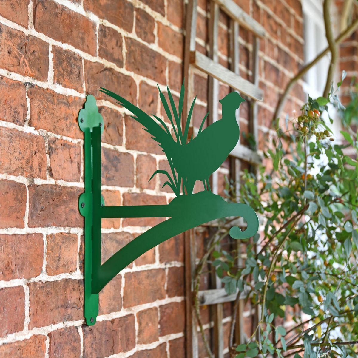 Pheasant Hanging Basket Bracket in Situ on a Brick Wall Pheasant Hanging Basket Bracket in Situ on a Brick Wall