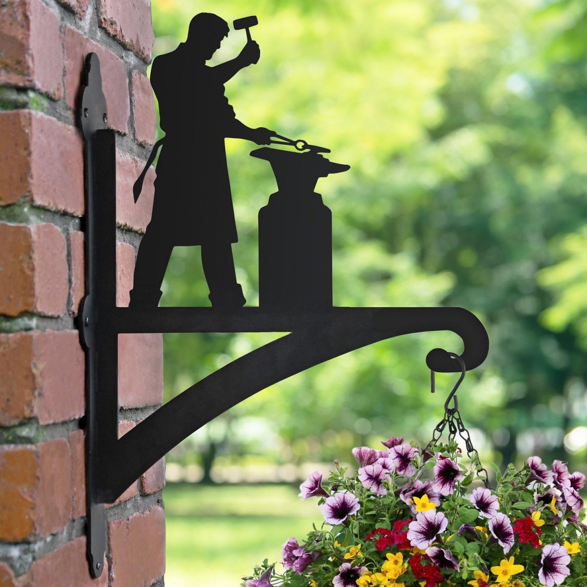 Blacksmith Hanging Basket Bracket Finished in Black Blacksmith Hanging Basket Bracket Finished in Black