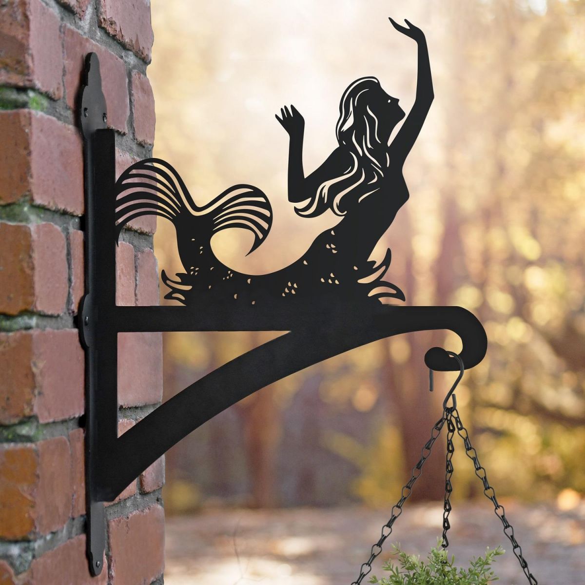 Mermaid Hanging Basket Bracket in Outside Setting 