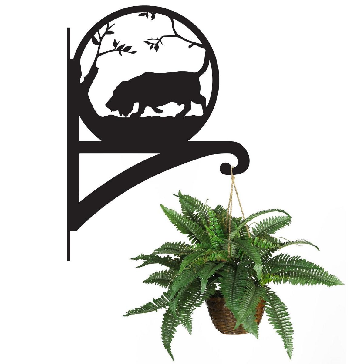 Basset Hound Dog Hanging Basket Bracket Holding a Plant