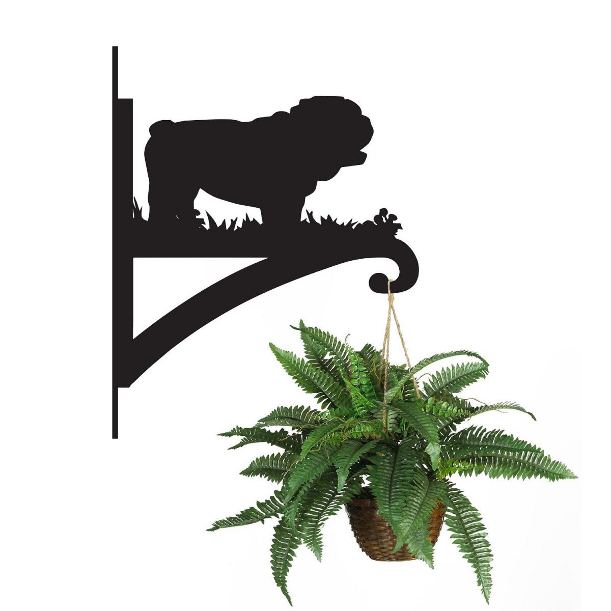Bulldog Hanging Basket Bracket Holding a Plant