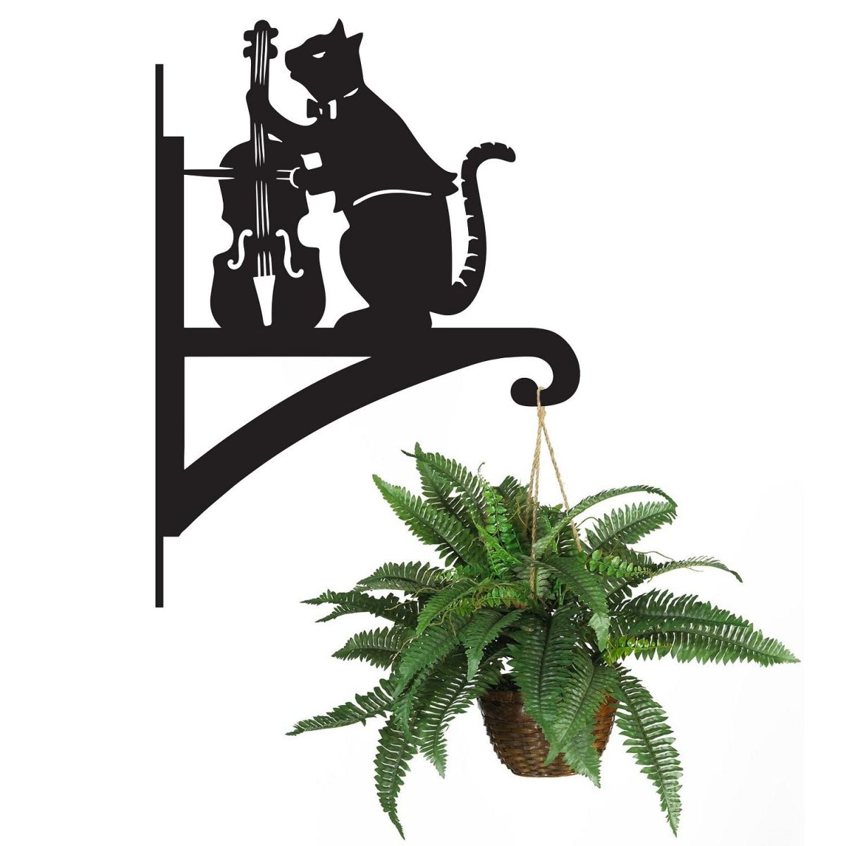 Cat & Fiddle Hanging Basket Bracket Holding a Plant Cat & Fiddle Hanging Basket Bracket Holding a Plant