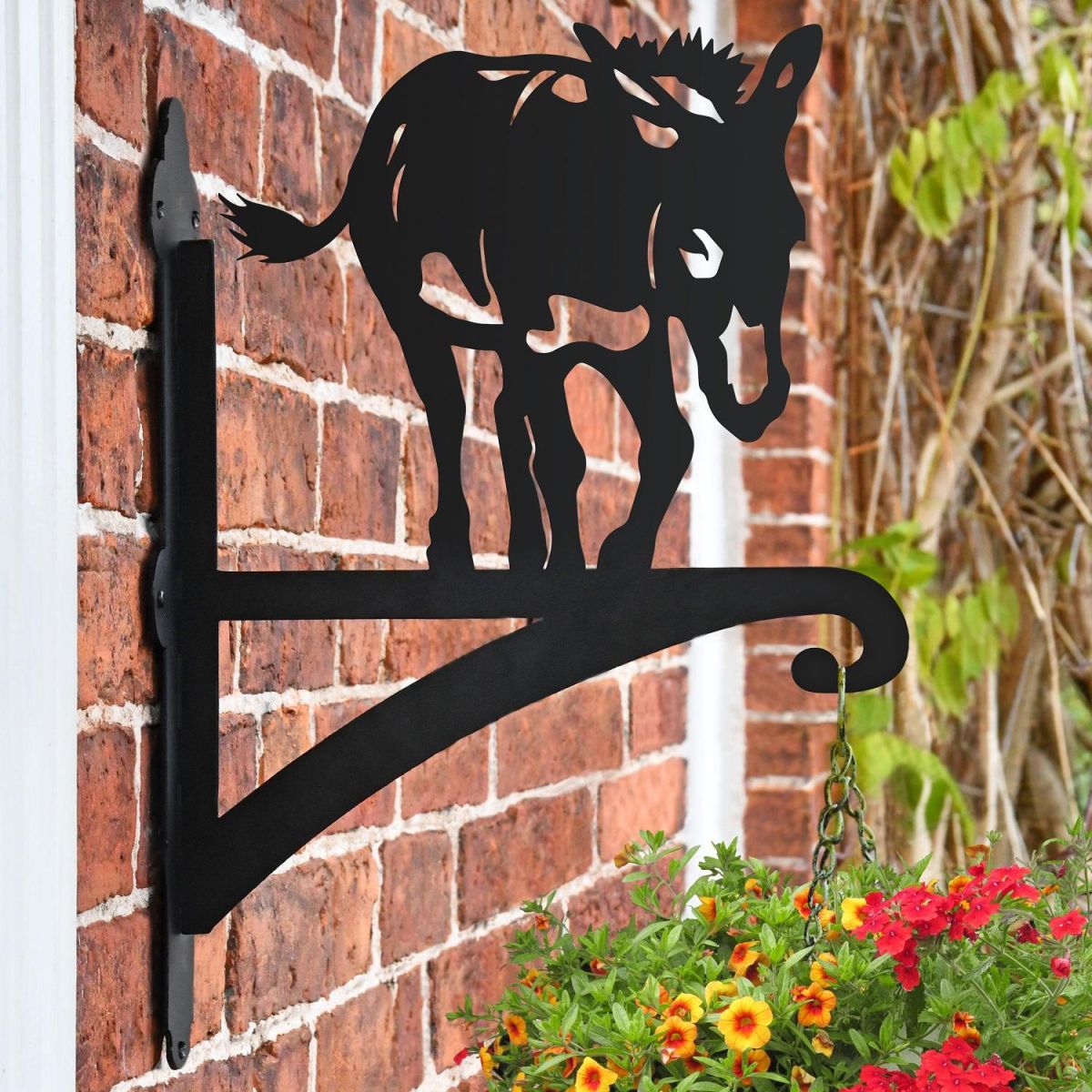 Donkey Hanging Basket Bracket on Brick Wall 