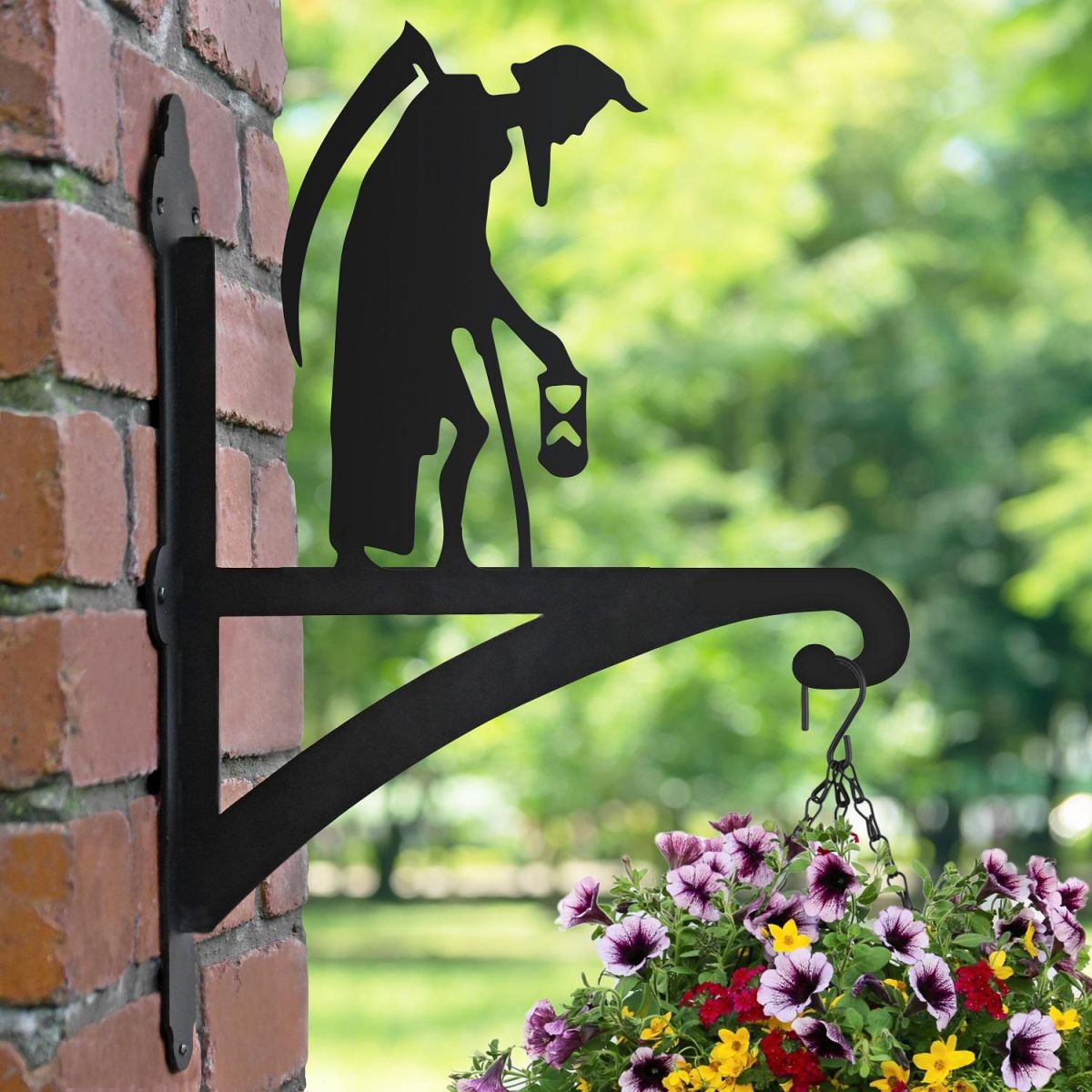 Side View of the Old Father Time Hanging Wall Bracket in Situ on a Brick Wall Side View of the Old Father Time Hanging Wall Bracket in Situ on a Brick Wall