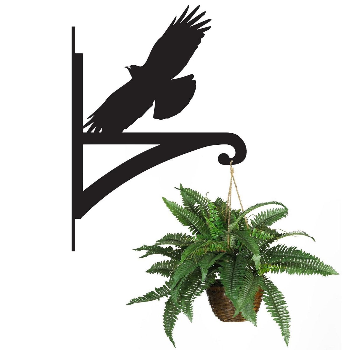 Cornish Chough Hanging Basket Bracket Holding a Plant