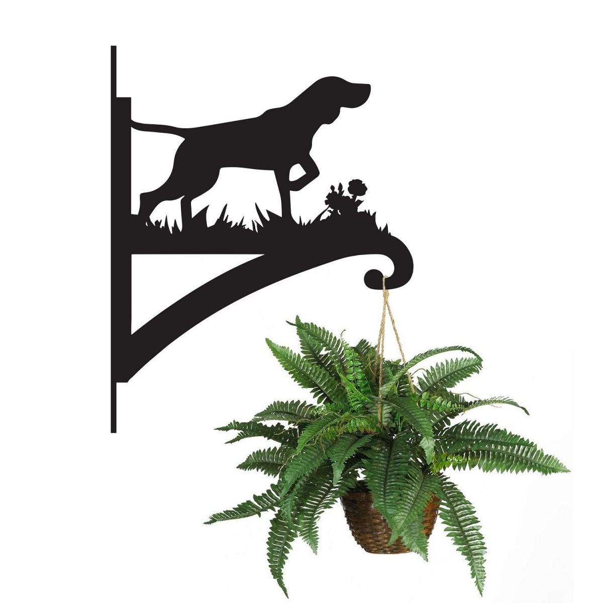 German Shorthaired Pointer Hanging Basket Bracket with Plant German Shorthaired Pointer Hanging Basket Bracket with Plant