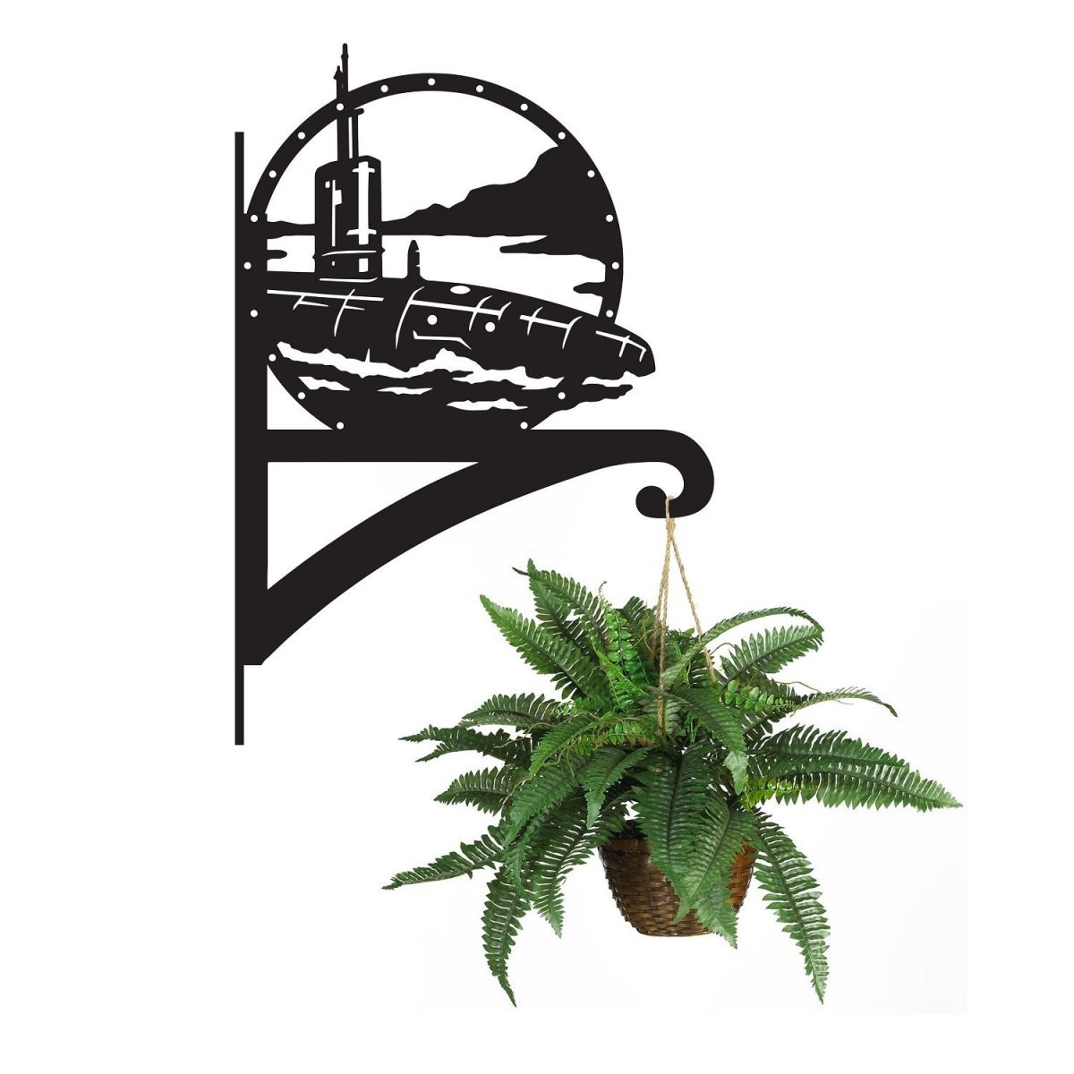 Submarine Hanging Basket Bracket Holding a Plant