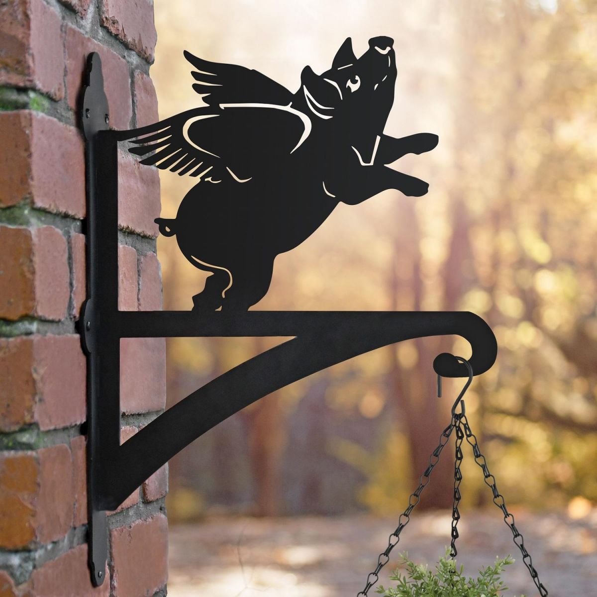 Flying Pig Hanging Basket Bracket Outside