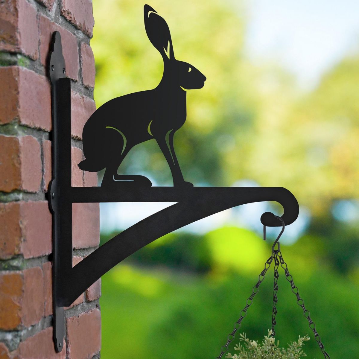Hare Hanging Basket Bracket in Garden