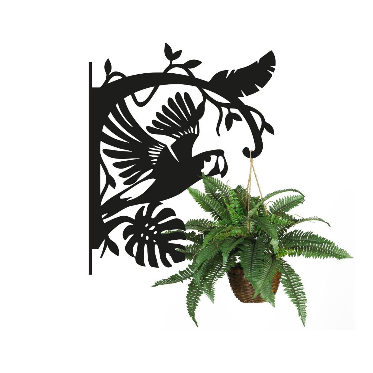 White Background Macaw Hanging Basket Bracket with Planter