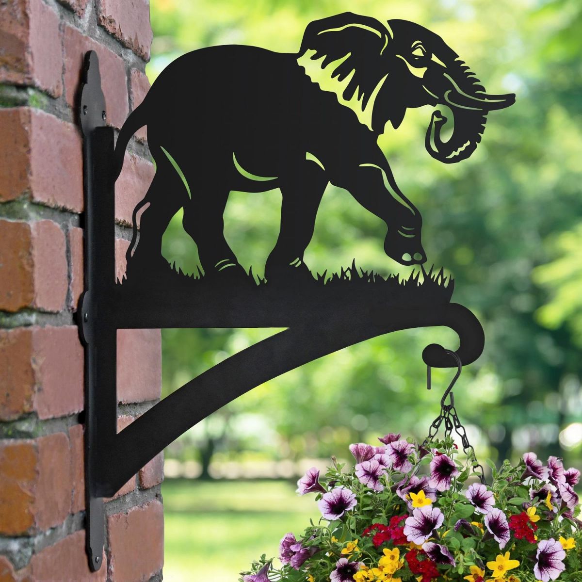Elephant Hanging Basket Bracket in Garden