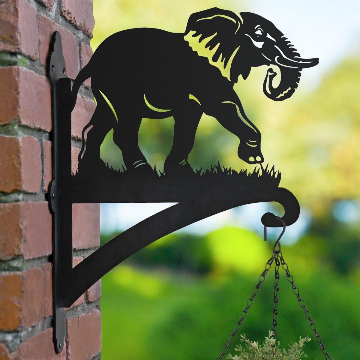 Elephant Hanging Basket Bracket in Garden