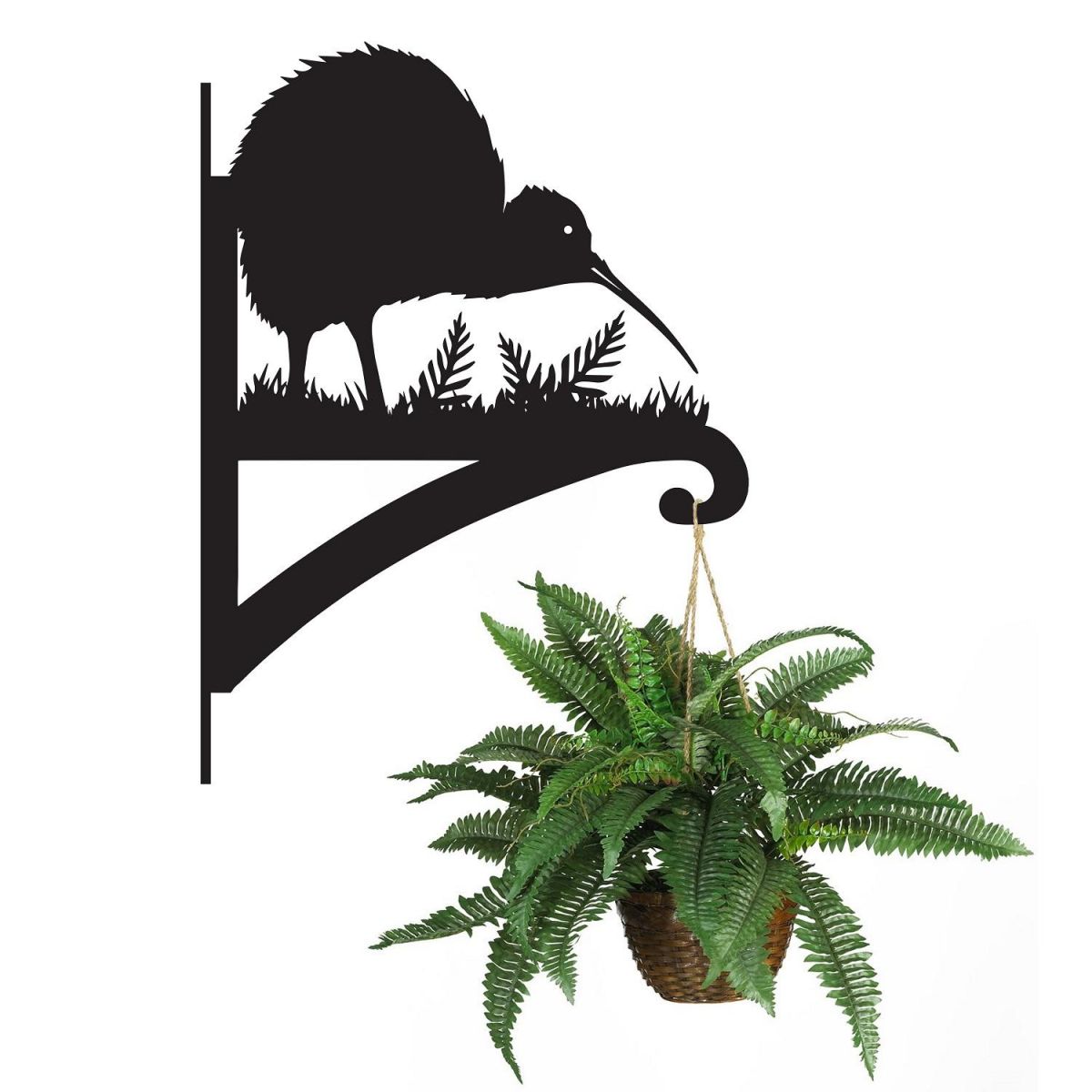 Kiwi Bird Hanging Basket Bracket Holding a Plant
