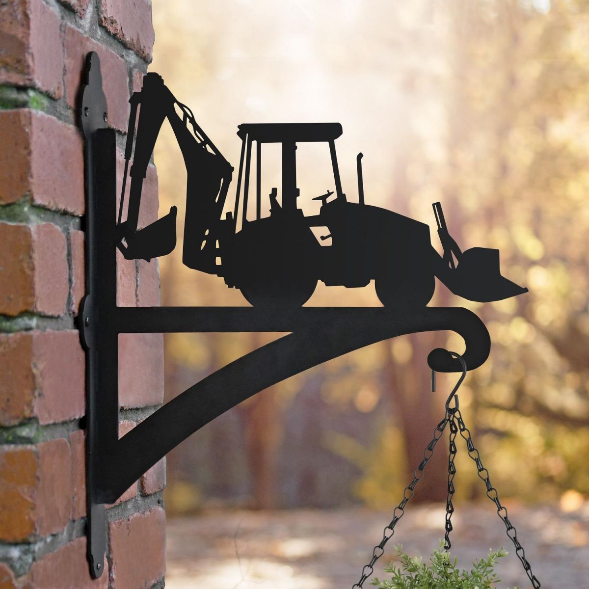 Tractor Hanging Basket Bracket in Situ on a Brick Wall Tractor Hanging Basket Bracket in Situ on a Brick Wall