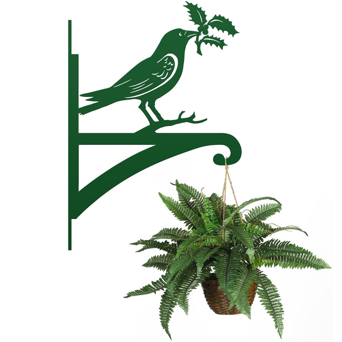 Raven & Holly Hanging Basket Bracket Holding a Plant