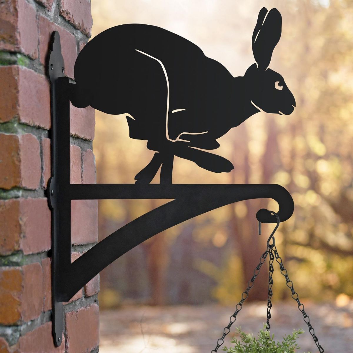 Running Hare Hanging Basket Bracket on Wall 