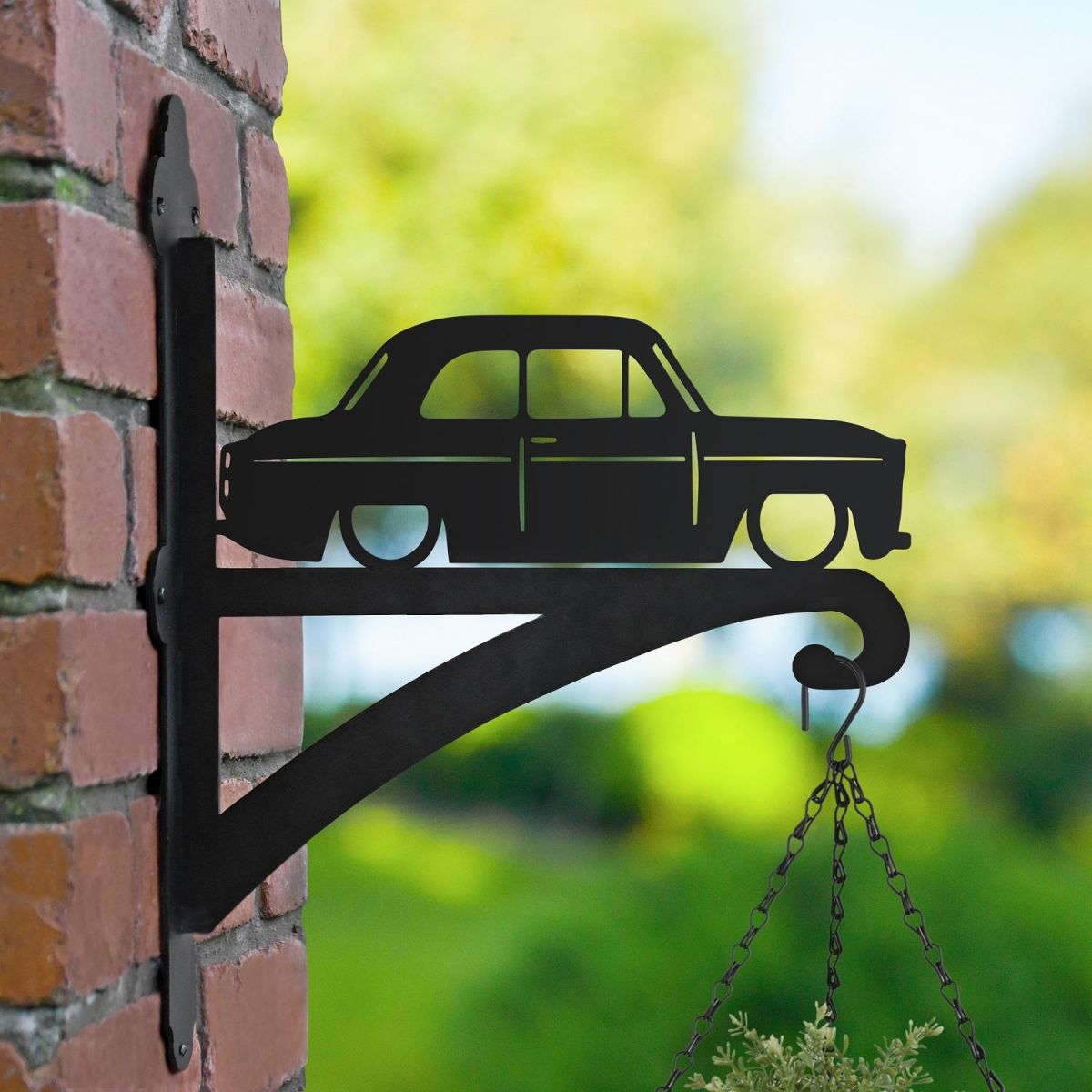 Classic Ford Popular 100e Hanging Basket Bracket in Garden Setting 