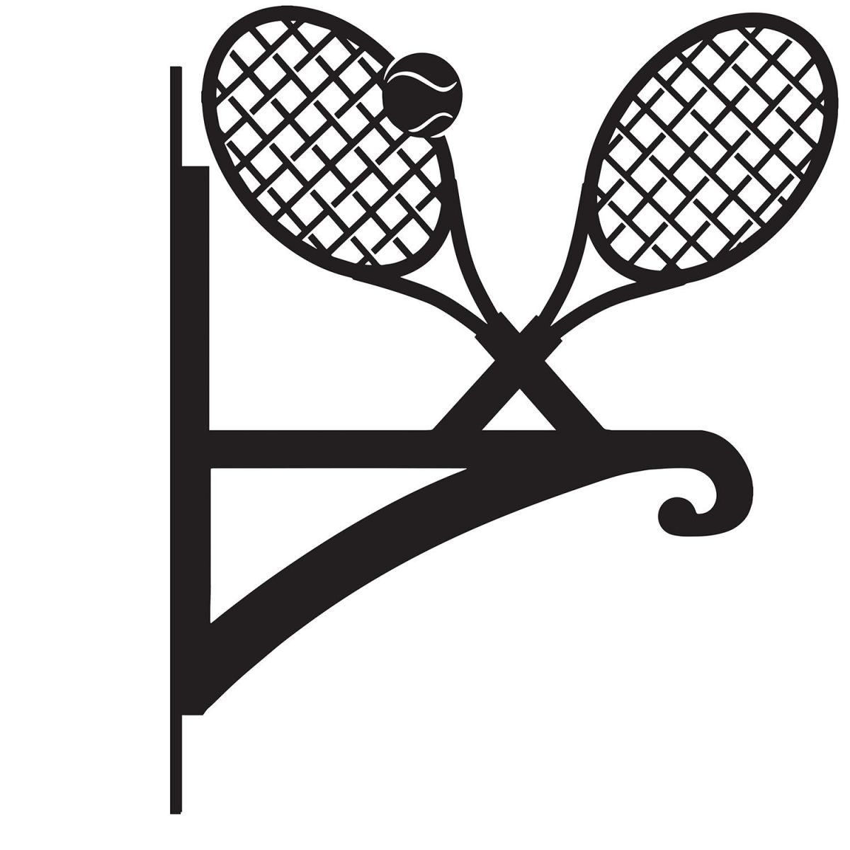 Tennis Racket Hanging Basket Bracket Finished in Black