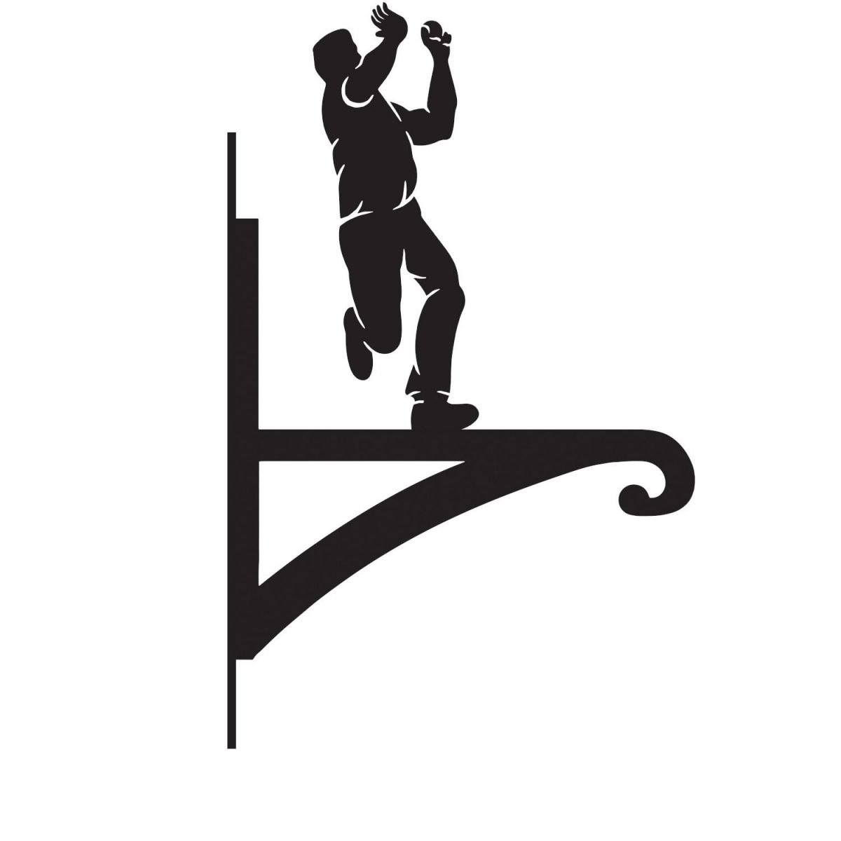 Cricket Bowler Hanging Basket Bracket on White Background Cricket Bowler Hanging Basket Bracket on White Background