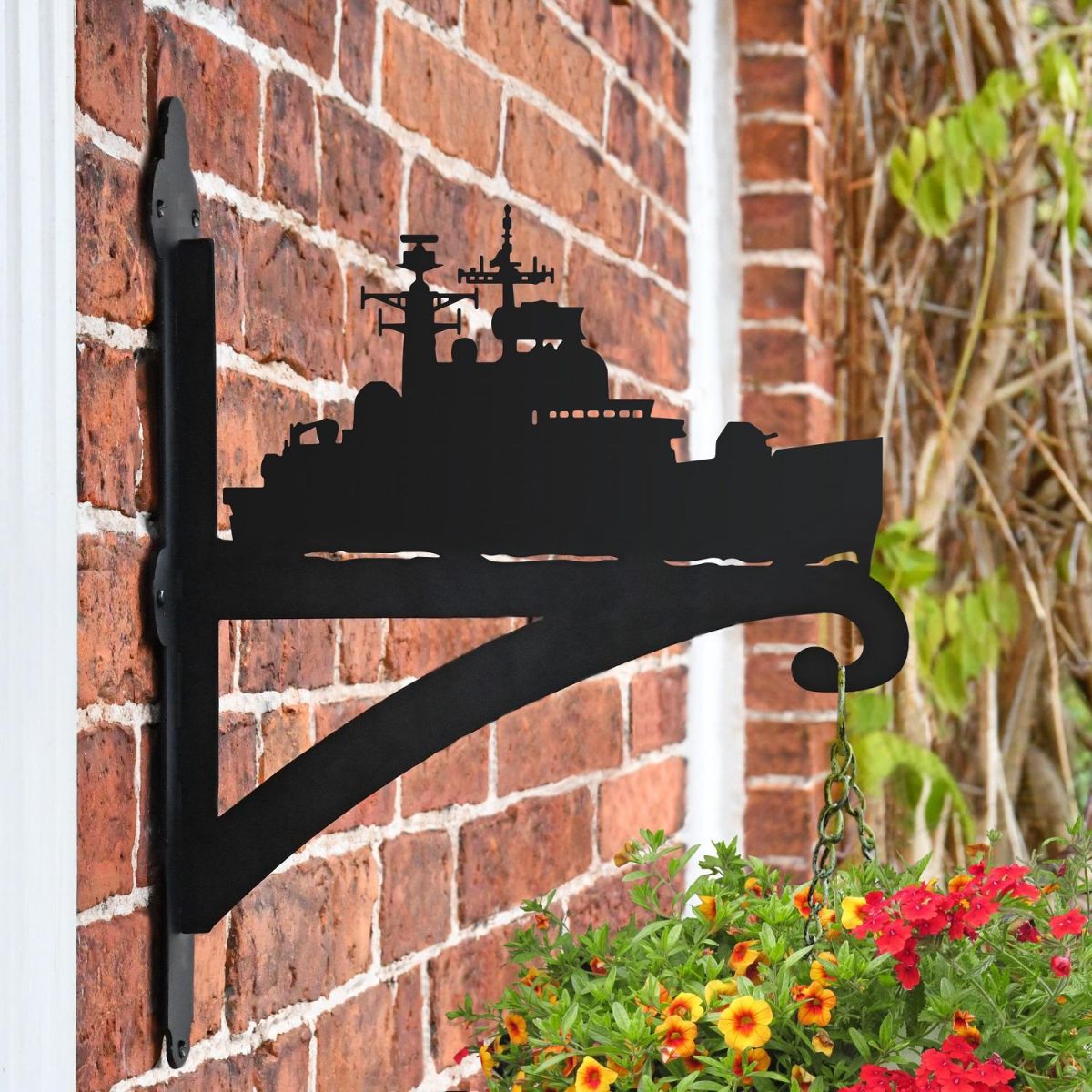 HMS Edinburgh Ship Hanging Basket Bracket on Wall  HMS Edinburgh Ship Hanging Basket Bracket on Wall