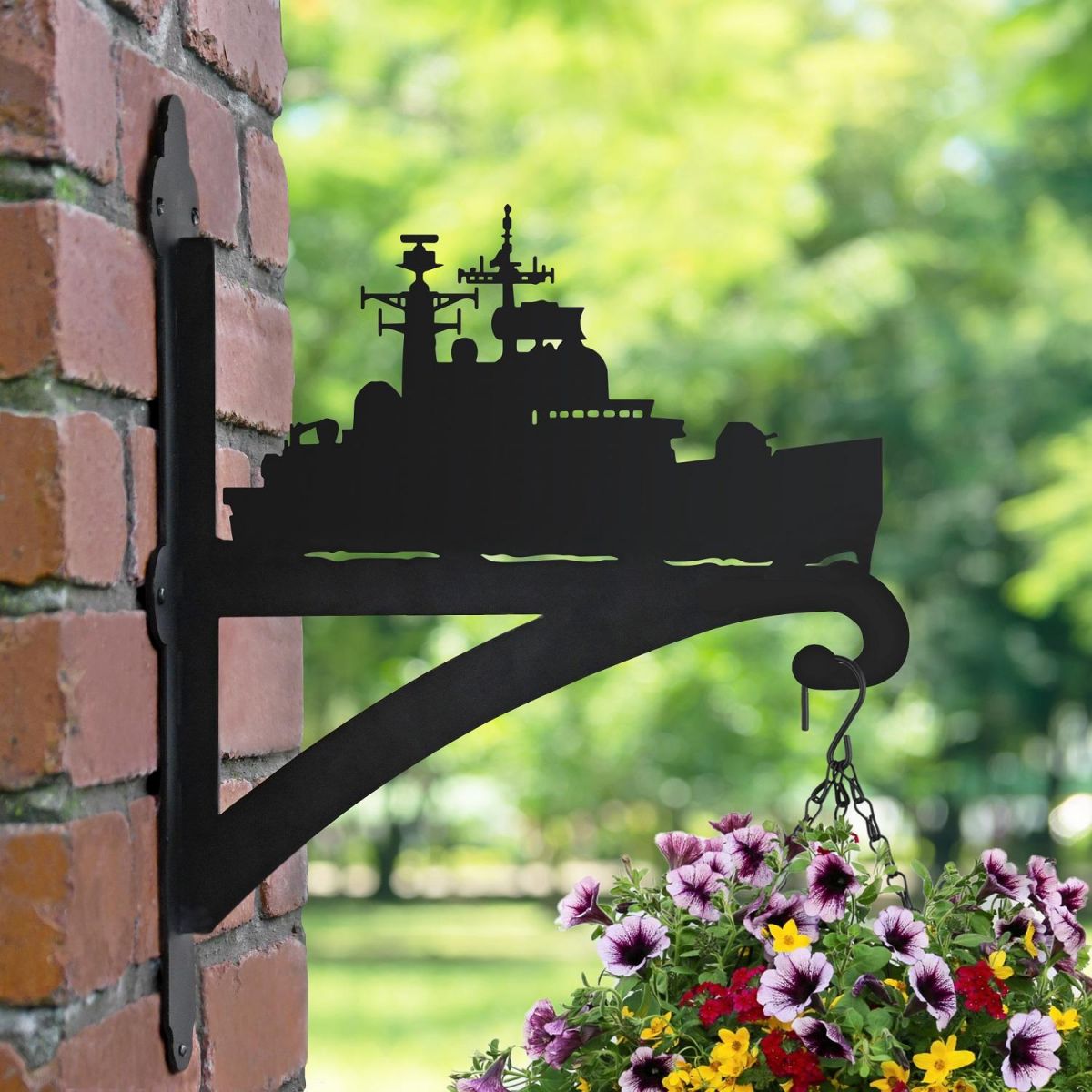 HMS Edinburgh Ship Hanging Basket Bracket with Basket HMS Edinburgh Ship Hanging Basket Bracket with Basket