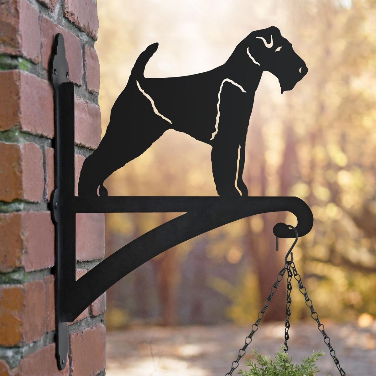 Welsh Terrier Iron Basket Bracket on Wall