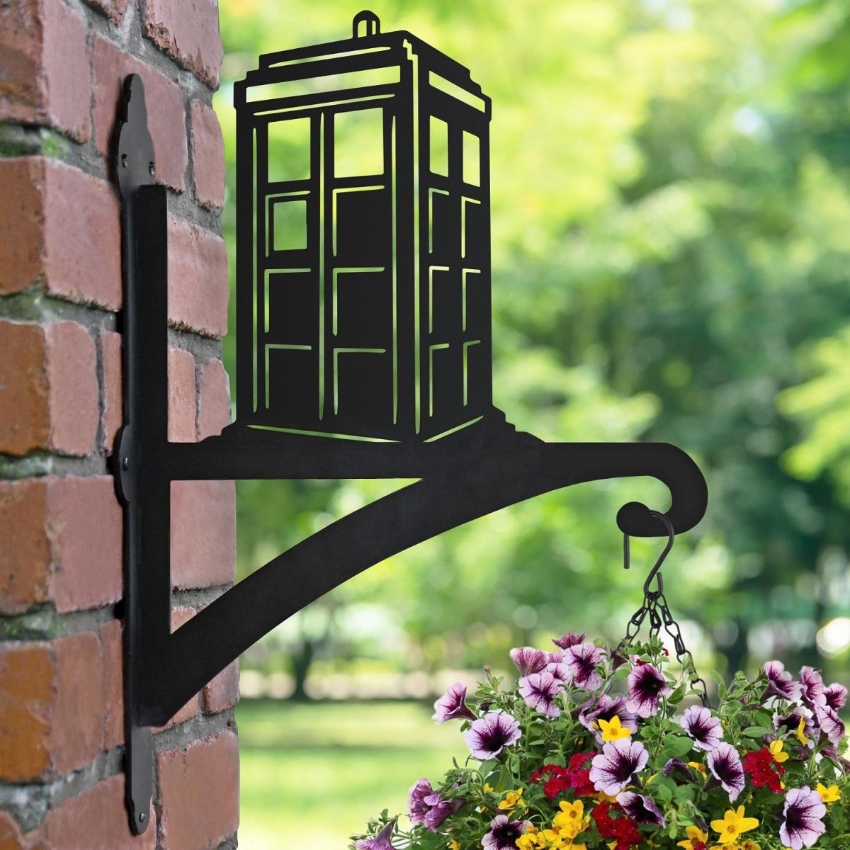 Tardis Hanging Basket Bracket with Black Finish Tardis Hanging Basket Bracket with Black Finish