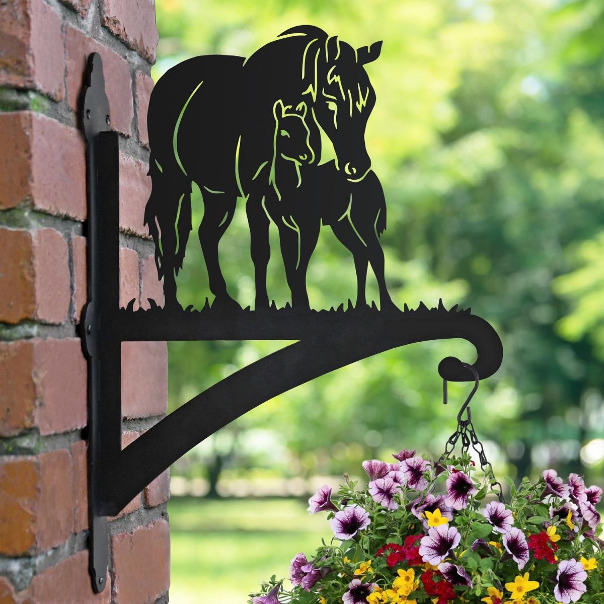 Mare & Foal Hanging Basket Bracket in Situ 
