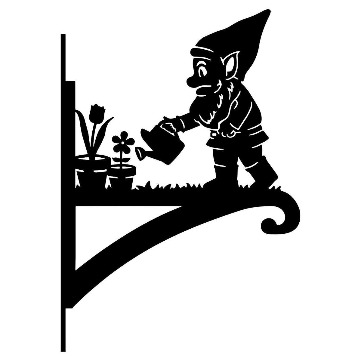 Hanging Basket Bracket with Garden Gnome 