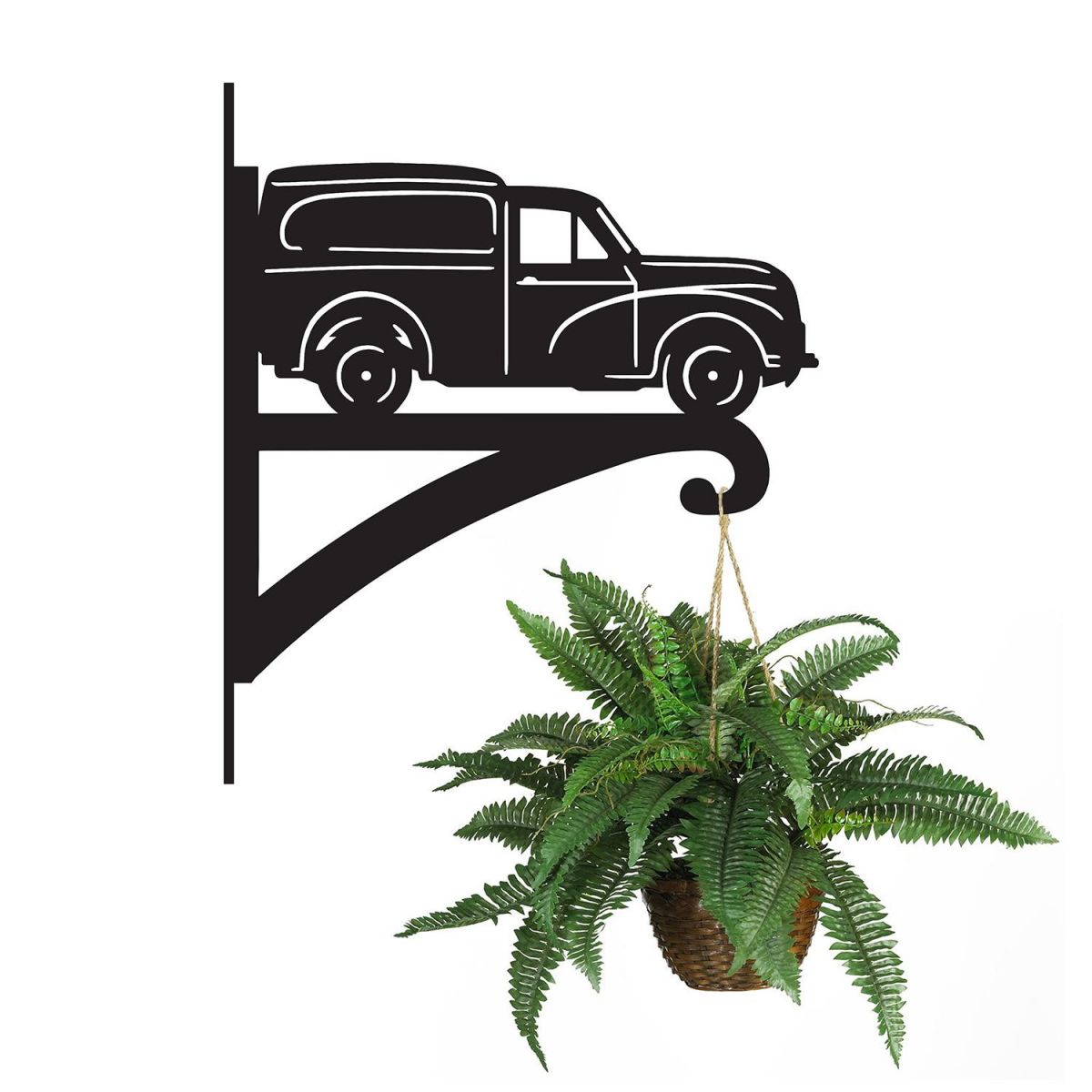 Morris 1000 Van Iron Hanging Basket Bracket Holding a Flower Basket